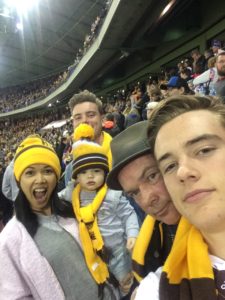 The crew for Hodgey's final game, left to right: Chan-Tha, Chloe, Oscar, the author, Declan